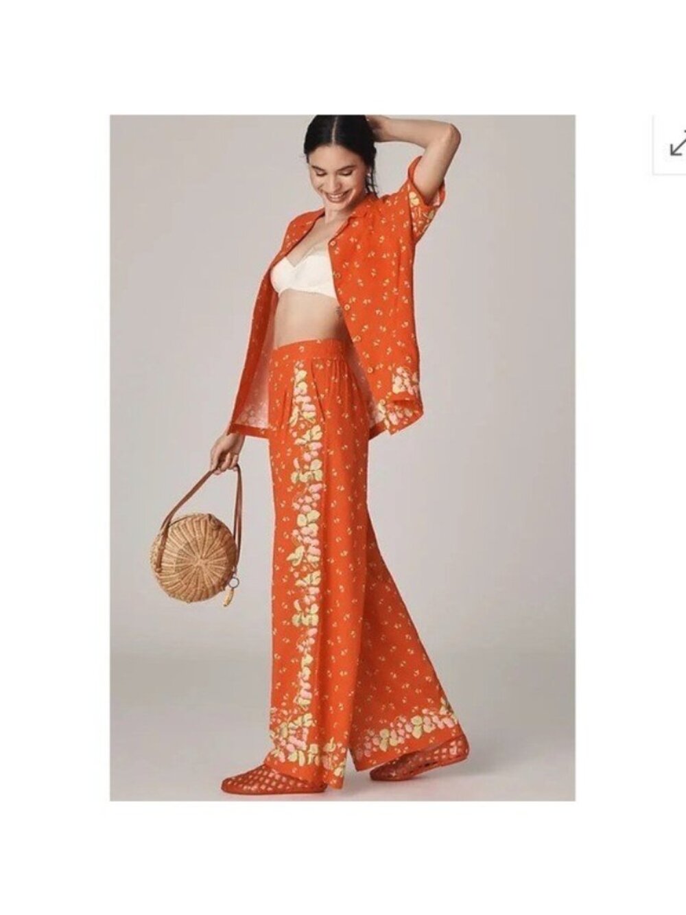 ANTHROPOLOGIE Rachel Antonoff Snyder High Rise Wide Leg Pants Floral Size 2X NEW - Picture 11 of 12